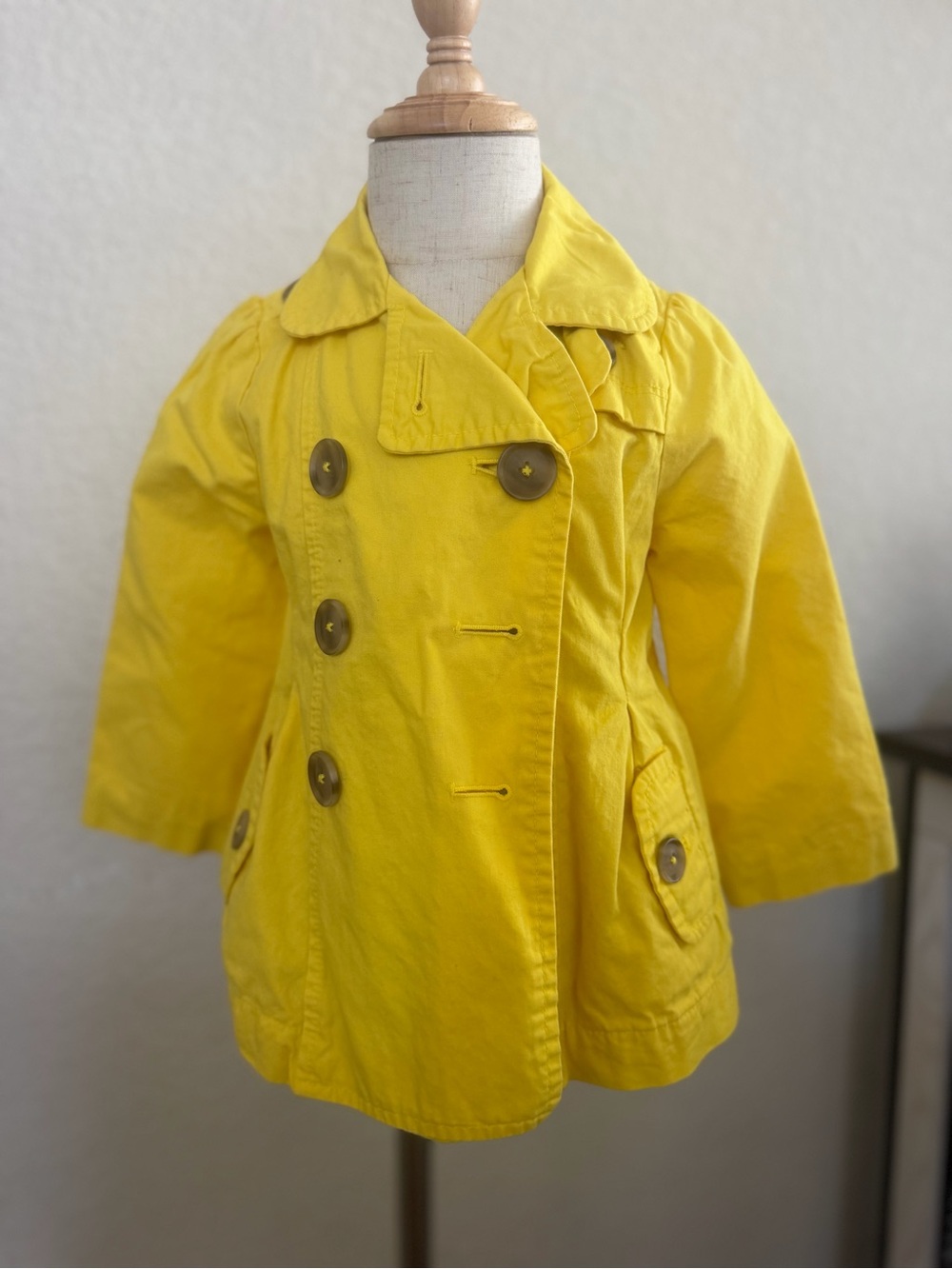 Cherokee Bright Yellow Double-Breasted Pea Coat for Kids